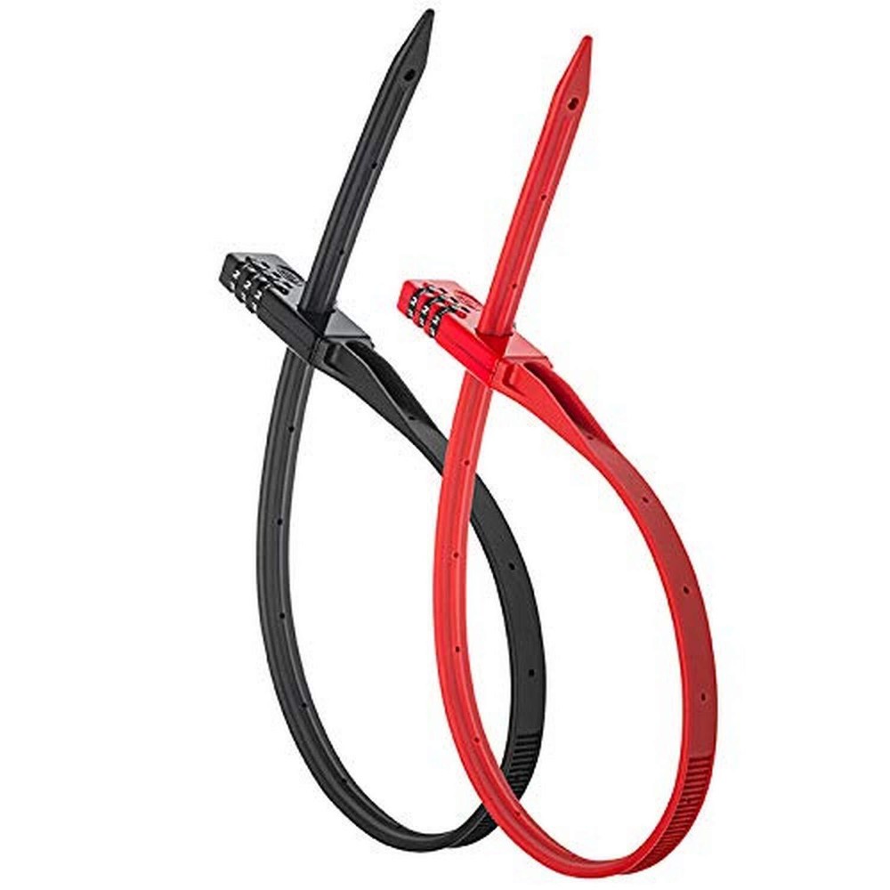 QuickZip 2 Pack Red Black Zip Tie Locks 21 Inches Resettable Combination Lock