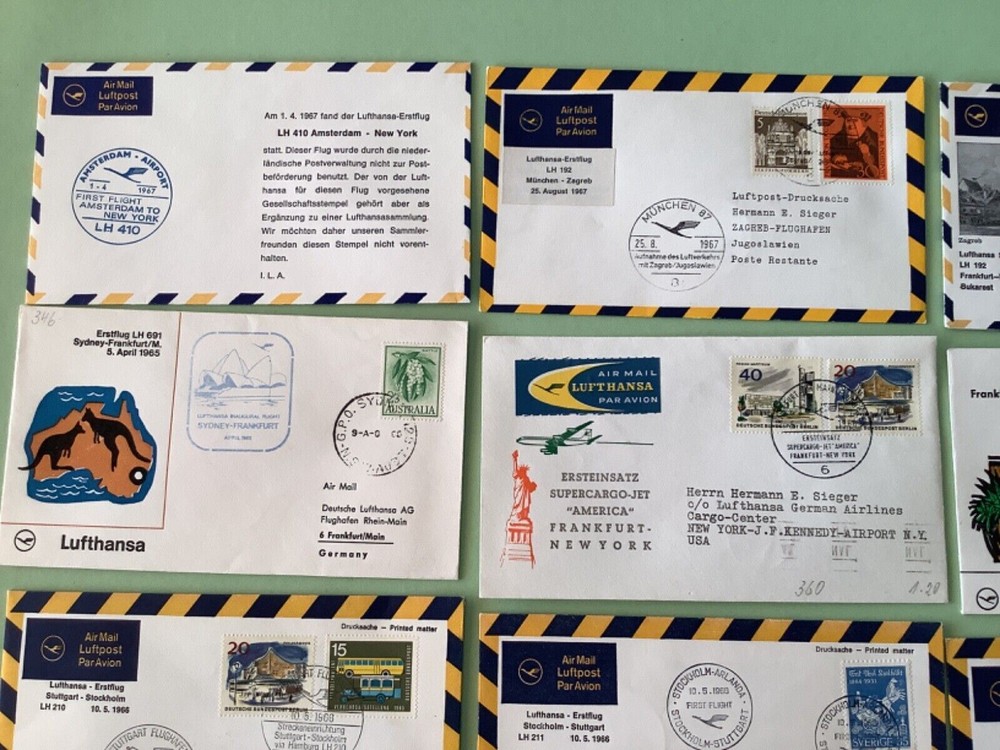 Airmail flight cover mixed world 9 items Ref A1468