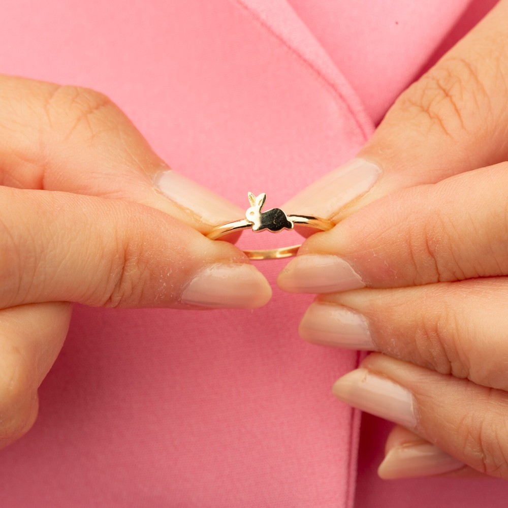 14K Solid Gold Rabbit Ring