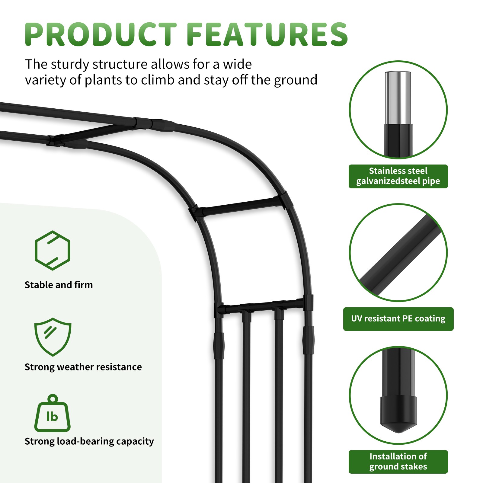 SUNYRISY Metal Garden Arch Trellis for Climbing Plants Garden Arbors and Arches