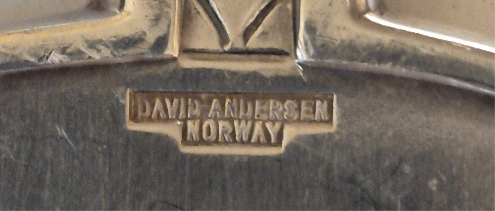 Vtg. David Andersen Silver Plated Vikings Motif Meat/bread Fork