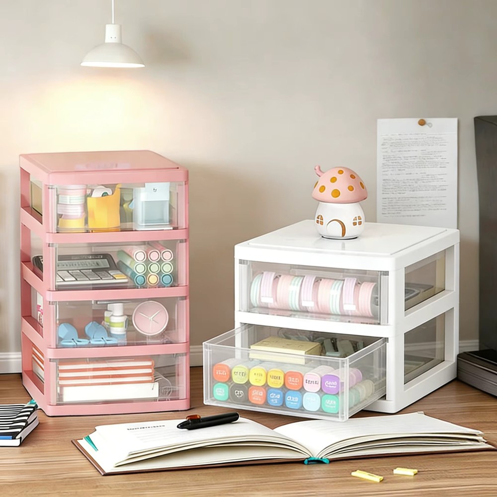 Storage Box, Space-Saving Clear Drawer Organizer (2/3/4-tier)