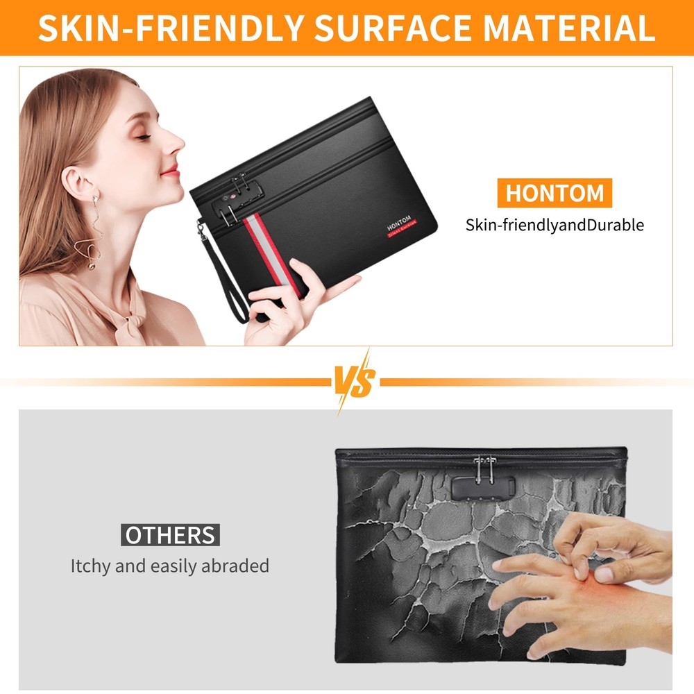 Fireproof Document Bag,6400℉ Upgraded Material Fireproof Water Resistant Mone...