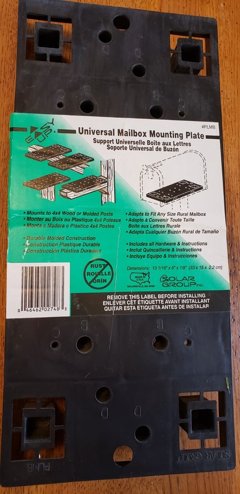 Mailboxes Universal Mailbox Mounting Plate Board Bracket Black Plastic Solar Grp