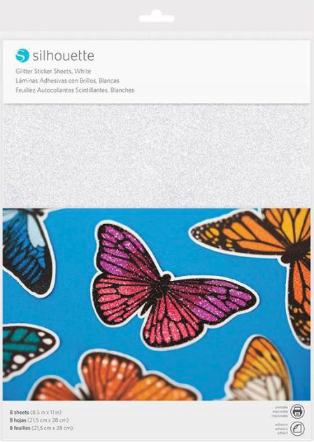 Silhouette White Glitter Sticker Sheets ~ 8 Sheets ~ Printable