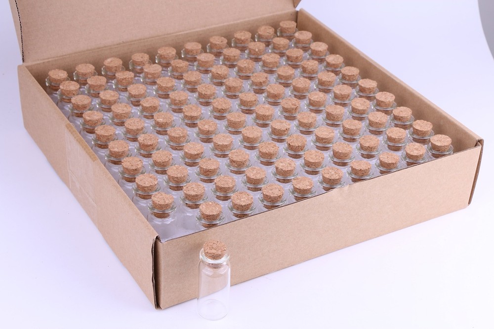 MaxMau Small Bottles with Corks,10 Milliliter 100 Packs Tiny Vials Mini Cork