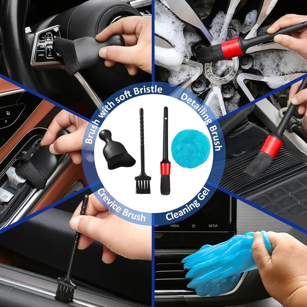 Car Windshield Cleaner Kit 10pcs Extendable Microfiber Pads Spray Brush