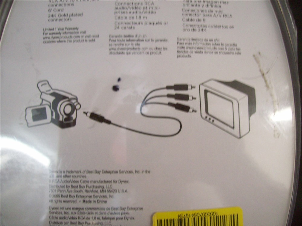 NEW Dynex 6-Ft. RCA Audio Video Cable