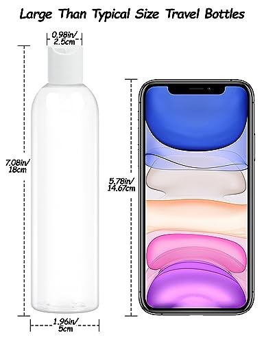 8 oz Clear Plastic Bottles with White Disc Caps Refillable Empty Squeeze 2 Pack