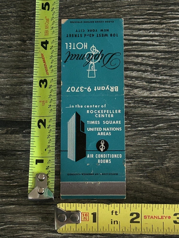 Kiss Concert Display Companion Hotel Diplomat Blue Matchbook Vintage Kiss Aucoin