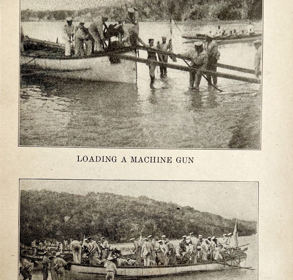 1914 WW1 Print Navy Loading Machine Gun Antique Military Period Collectible