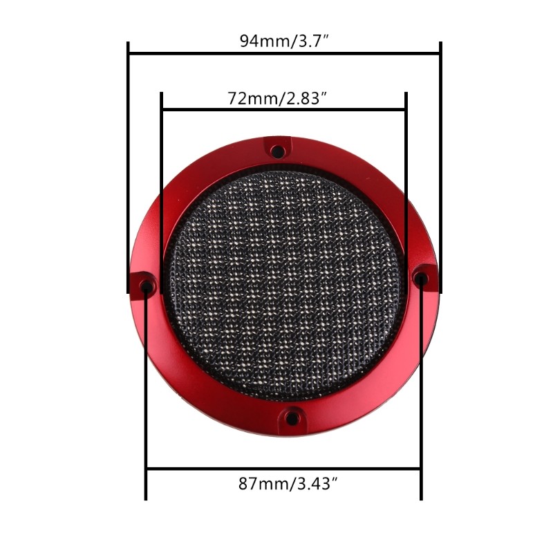 2 Pcs Red 3" Speaker Decorative Circle with Black Protective Grille Mesh Prot