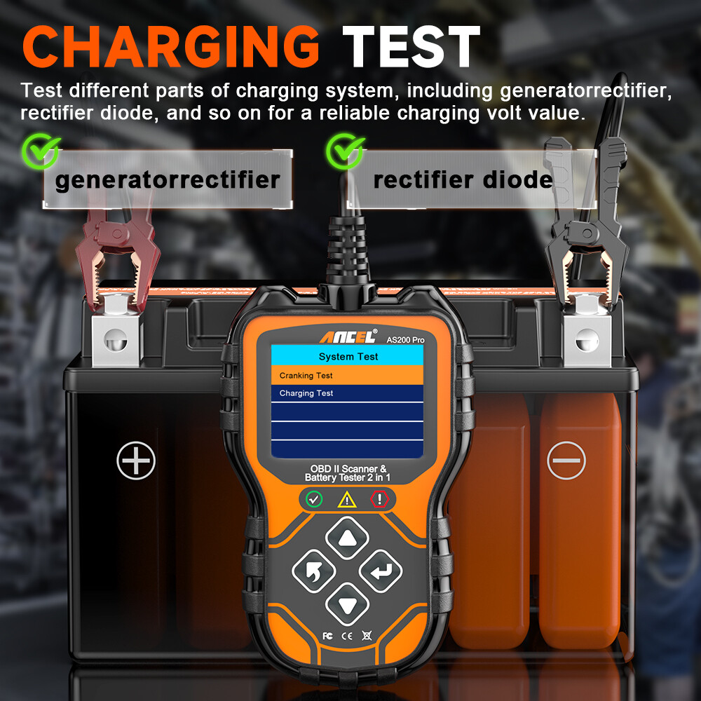 ANCEL AS200 Pro OBD2 Scanner Check Engine Code Reader Scan Tool 24V Battery Test