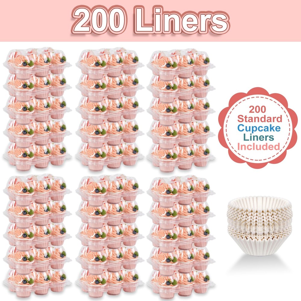 Cupcake Containers Holder - 6 Counts x 30 Sets Stackable Cupcake Boxes Carrie...