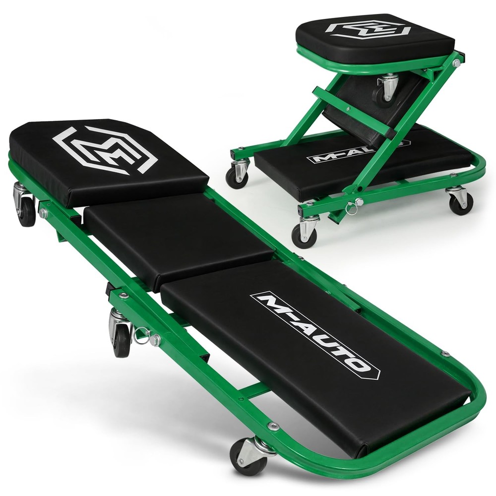 MAUTO 40Inch Folding Creeper Rolling Seat, AllinOne Adjustable Roller Garage