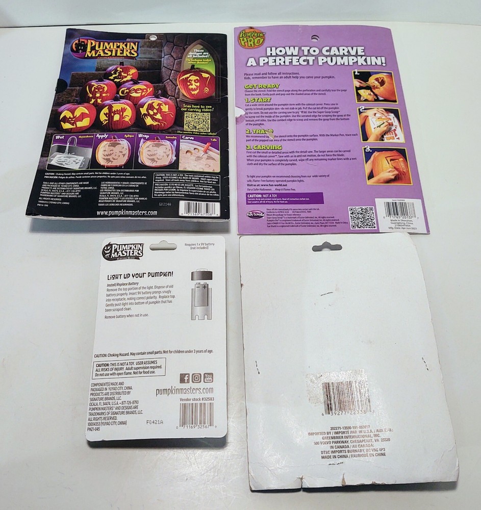 Pumpkin Masters Carving Kit Pattern Book & Pumpkin Pro Stencils & LED Light