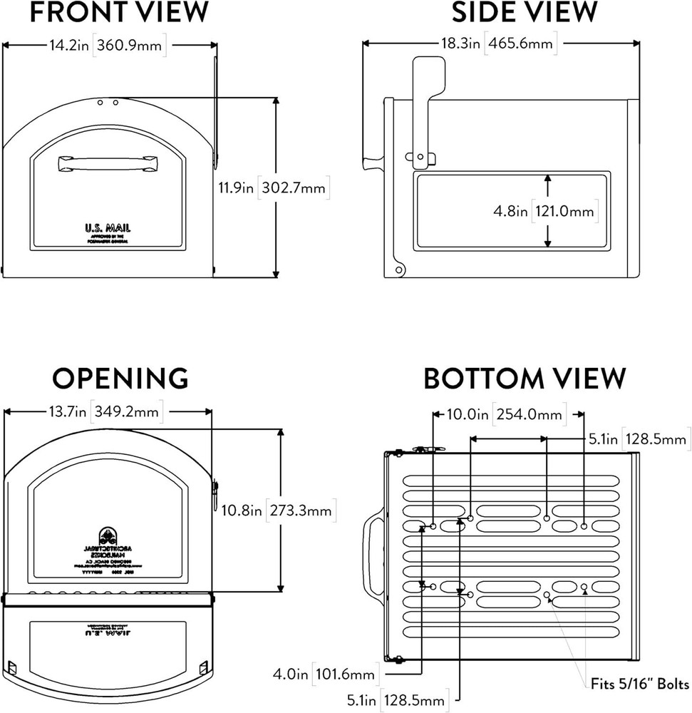 Mailboxes 950020B-10 Centennial Postmount Mailbox Larger inner compartment Black