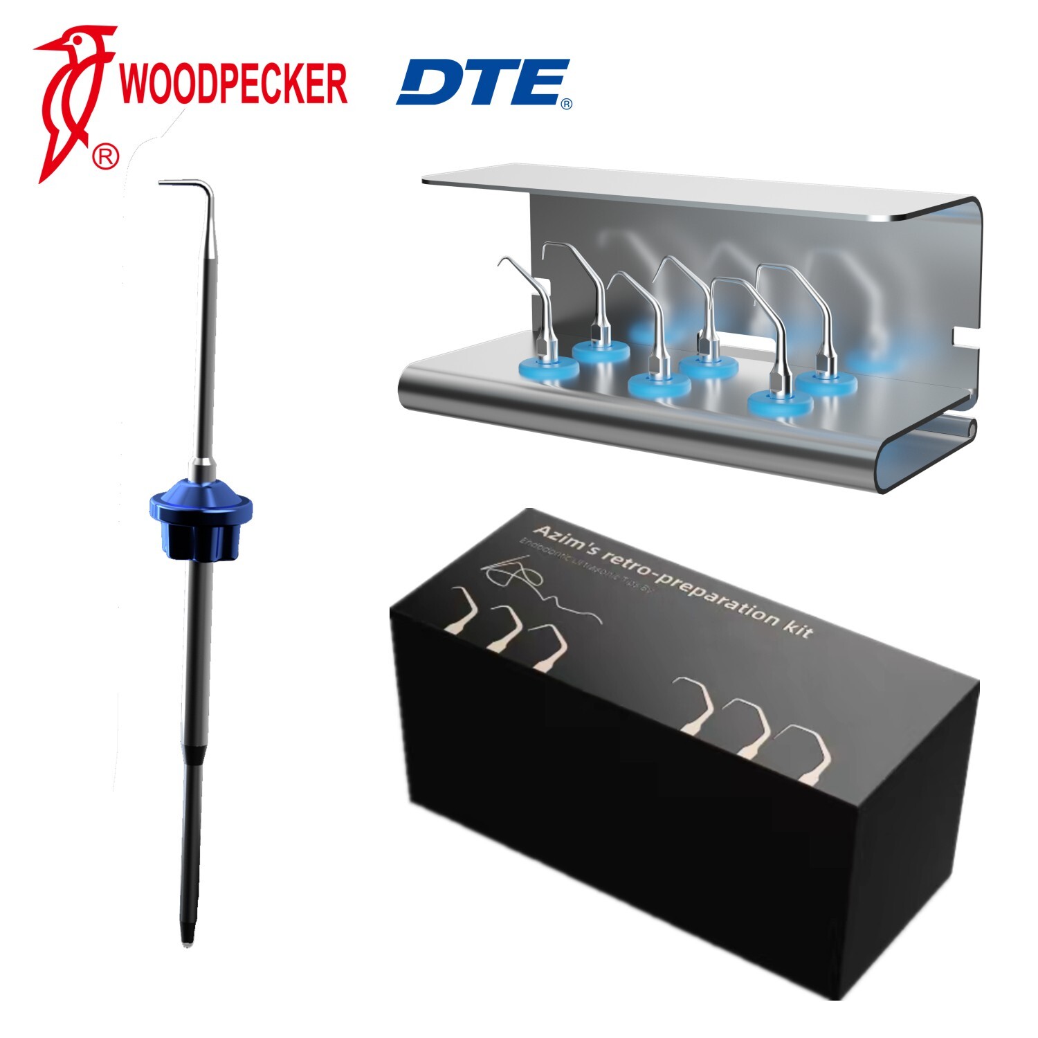 Woodpecker DTE Dr Azim's Retro-Preparation Endodontic Kit Ultrasonic Scaler Tips