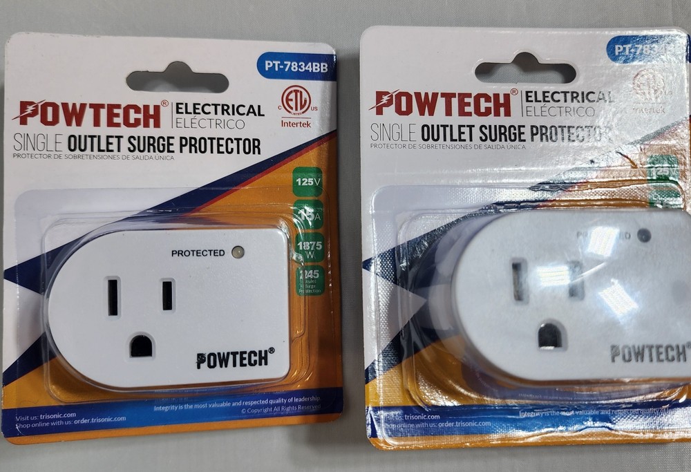 2-Pack Powtech Surge Protector Outlet Wall Plug Single Outlet Voltage Protection