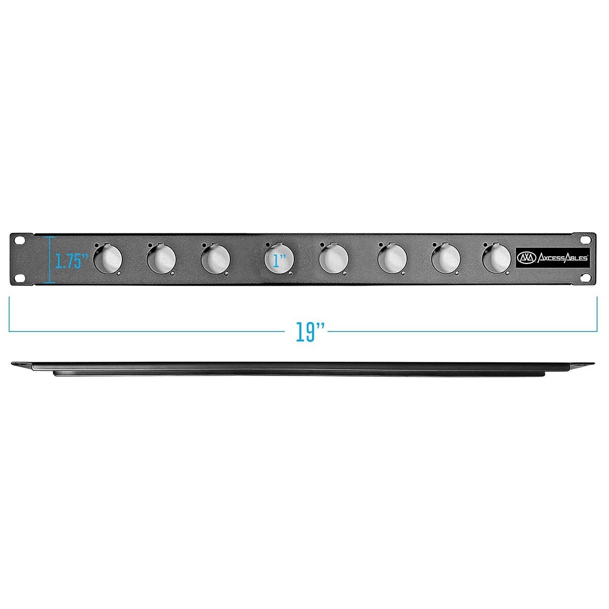 1U 8 Connector Component Panel for 19 inch Equipment and Server Racks