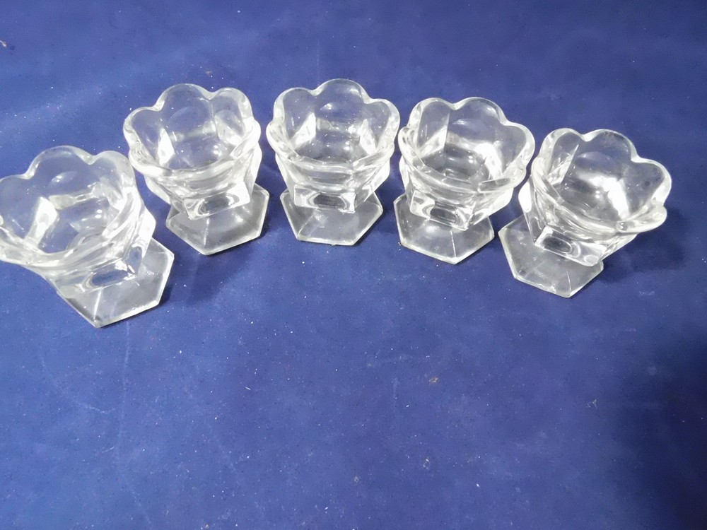 5 EAPG (Pressed/Pattern Glass) Stemmed Open Salts-Hexagon Base