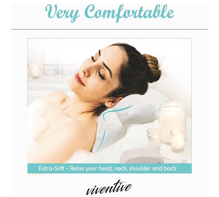 Viventive Luxury Bath Pillow - Non-Slip & Extra Thick - Bathtub - Flat Headrest