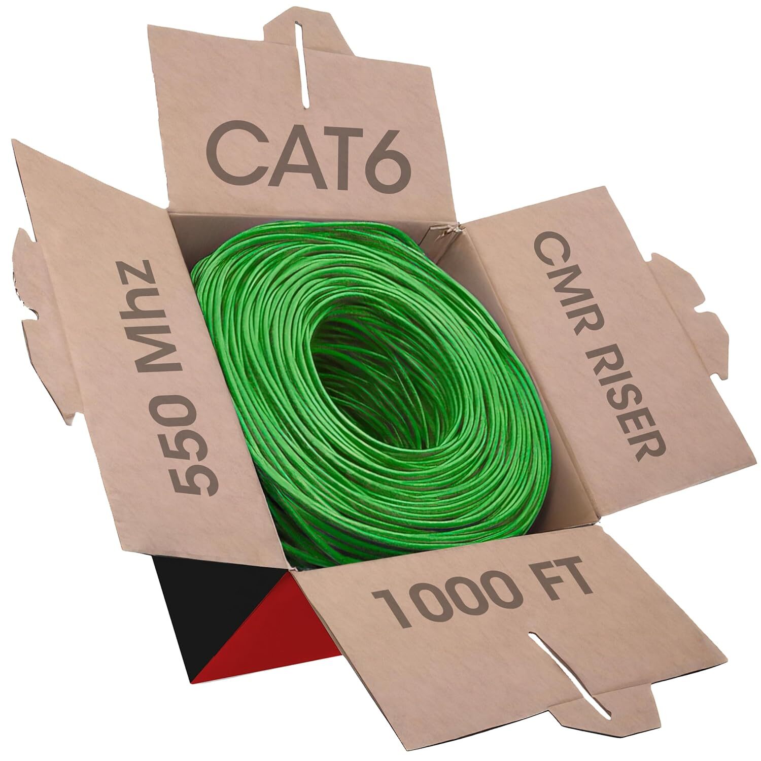 Cat6 Cable 1000ft 23AWG Solid 4 Pair Bulk Cat 6 Ethernet Cable (UTP CMR) 550MHz