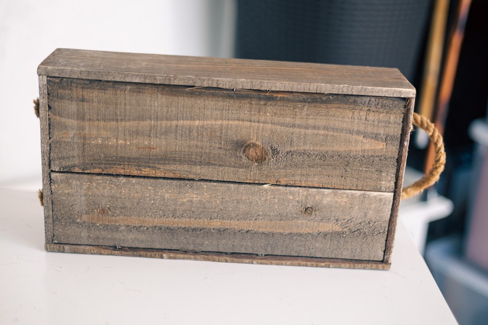 RUSTIC 2 Section Wood Basket Bin Container