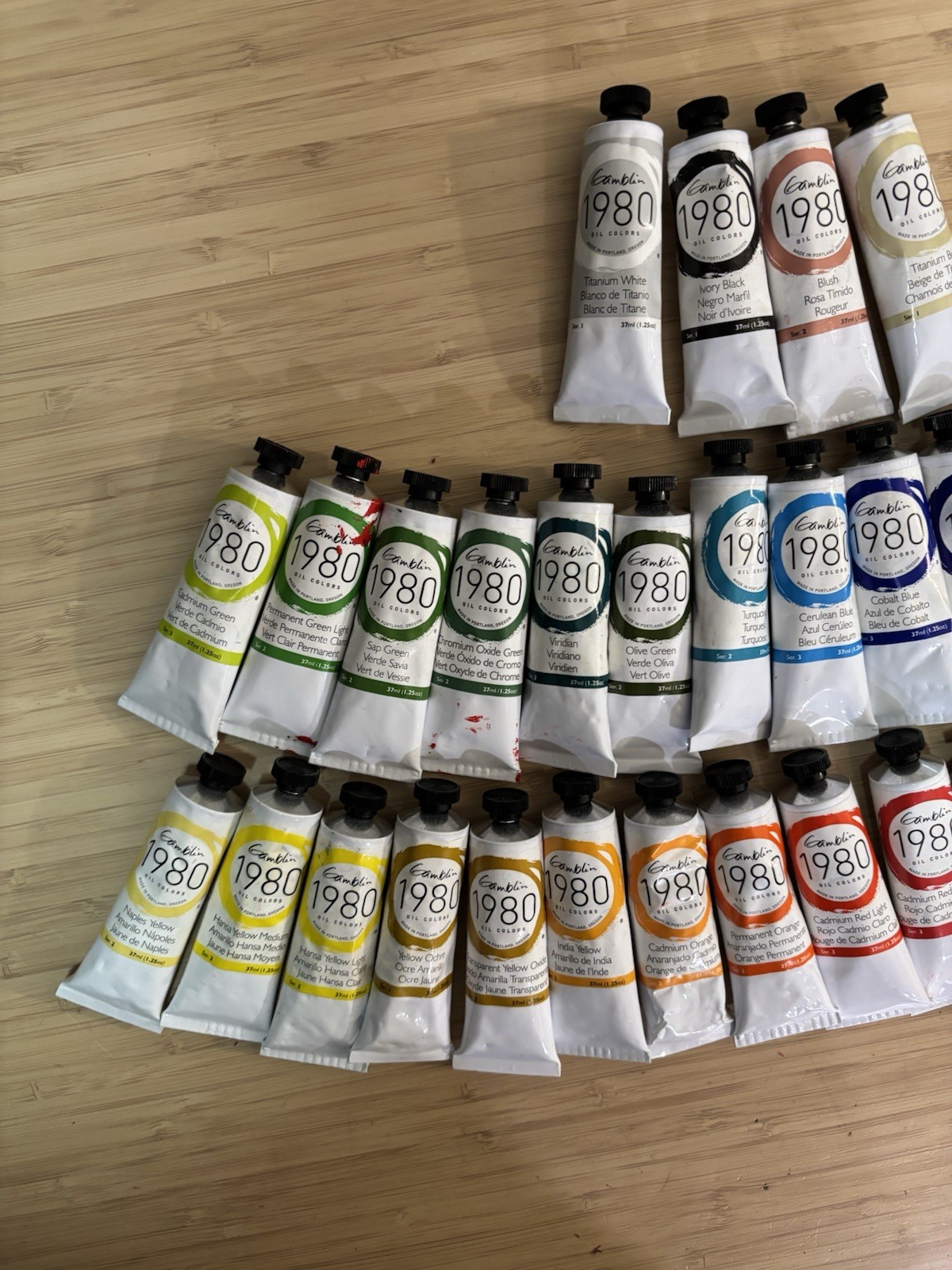LOT of 36 GAMBLIN 1980 OIL COLORS PAINT 37 mL TUBES NEW