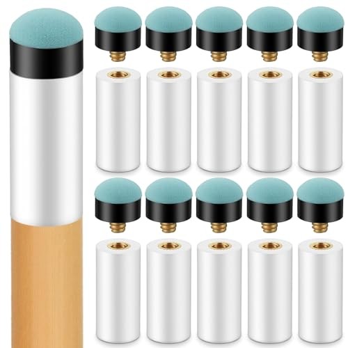 10 Sets Pool Cue Tips Replacement Kit, 12mm & 13mm Screw On Pool Stick Tips