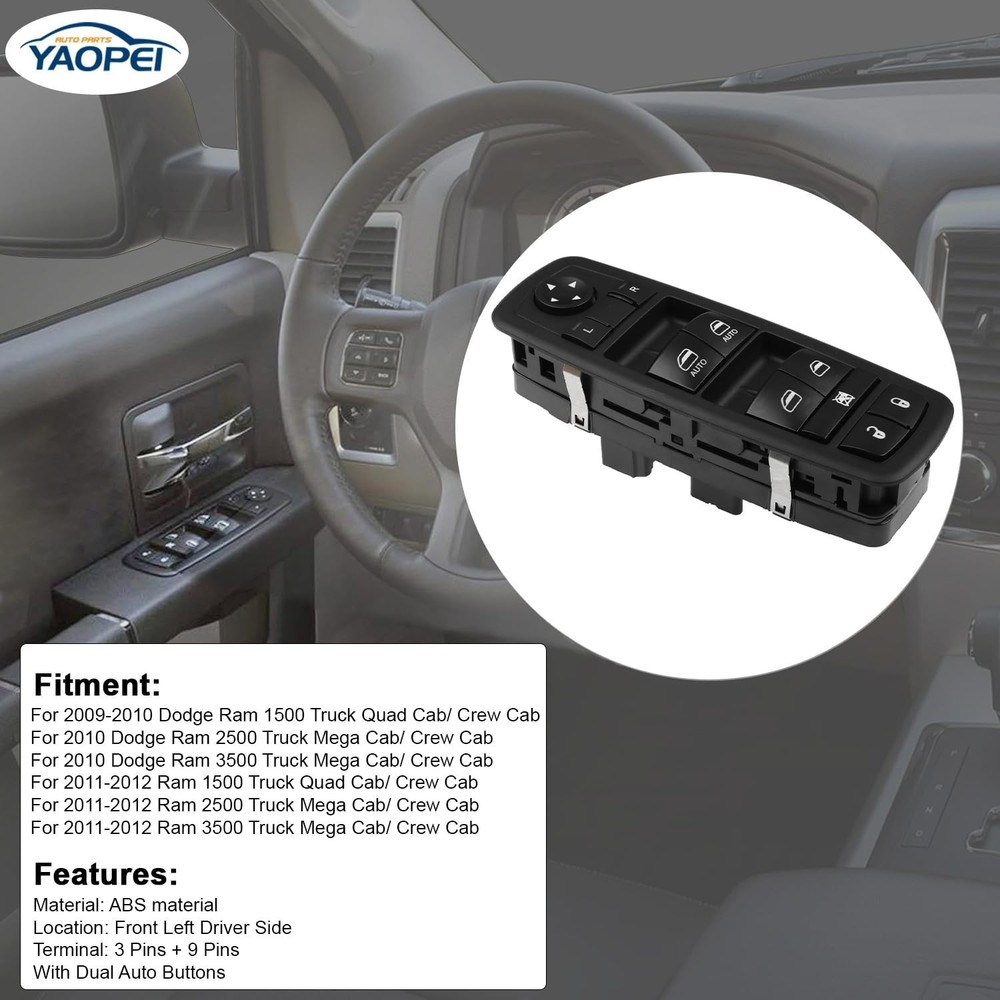 Front Left Driver Side Master Power Control Window Switch for Dodge Ram 1500 250