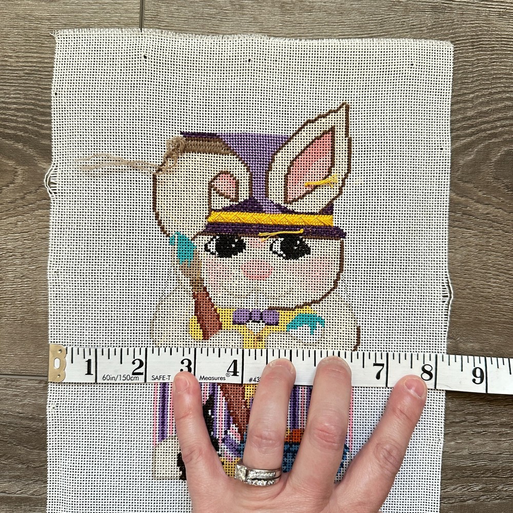 Vintage Damarj "Master Painter Rabbit" Needlepoint Canvas, Threads