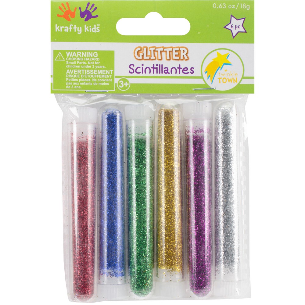 Twinkle Town Glitter Tubes 3g 6/Pkg Assorted Colors