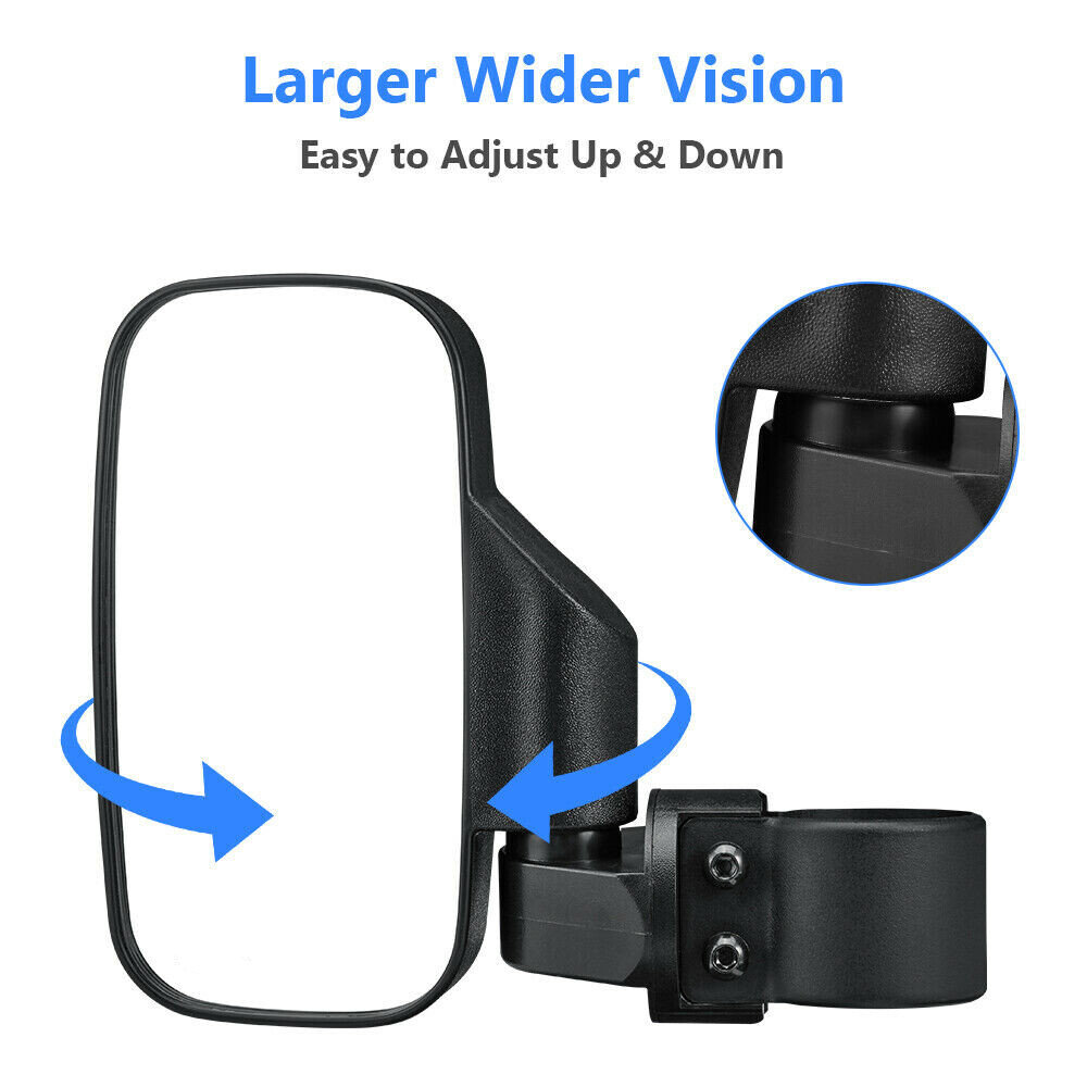 2pcs Universal UTV ATV Rear View Mirror Side Mirror 1.75" 2" Roll Bar Adjustable