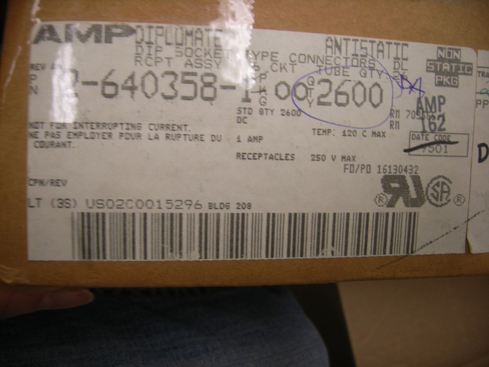 2-640358-1 AMP , DIP16, IC SOCKET (QTY 50)