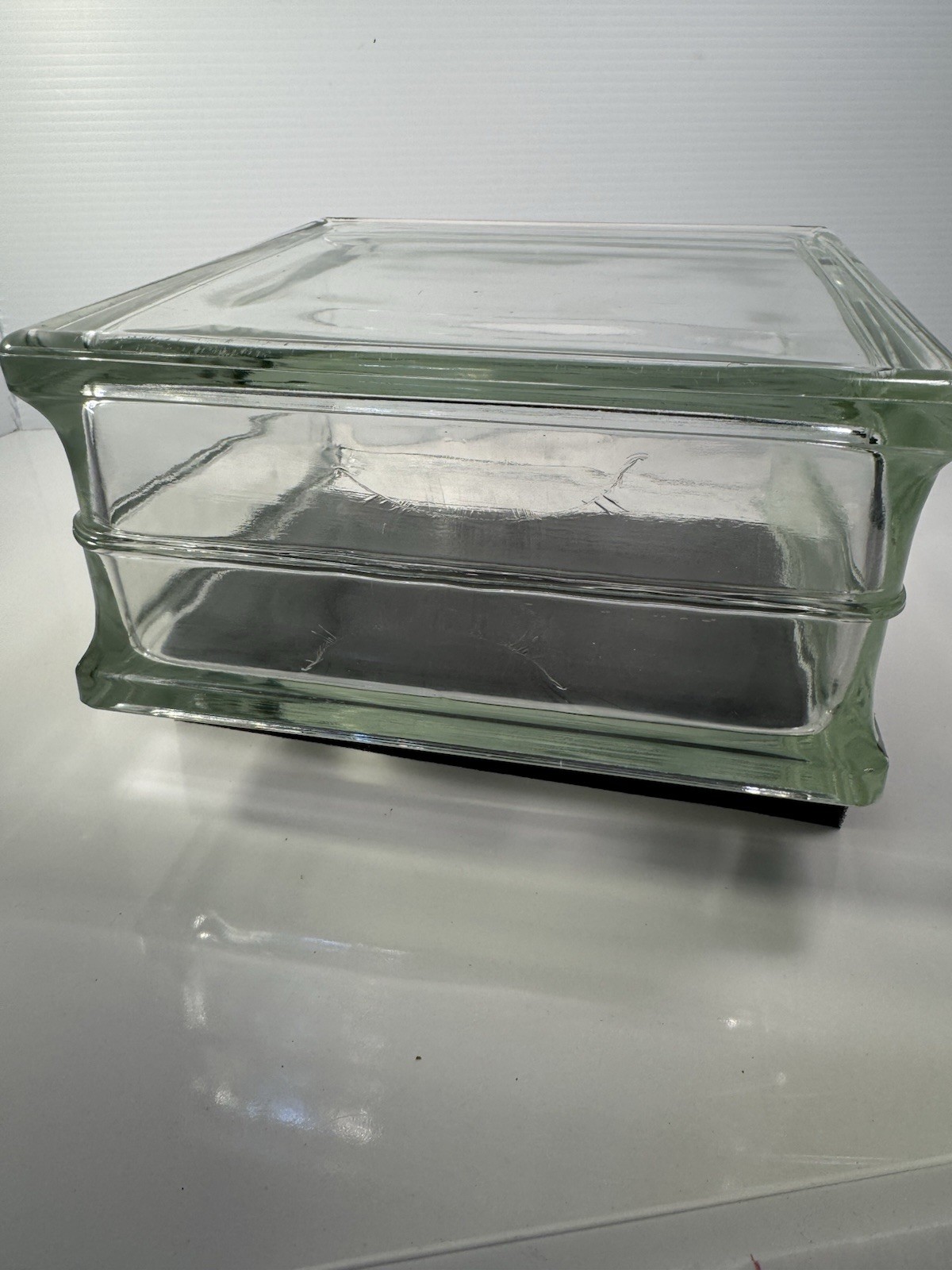 Vintage Glass Block 7.75 X7.75 X3.8 Very Thick and Heavy Made In Germany