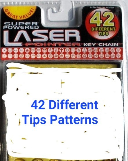 2x Laser Pointer Keychain with 42 Interchangeable Asst. Pattern Tips