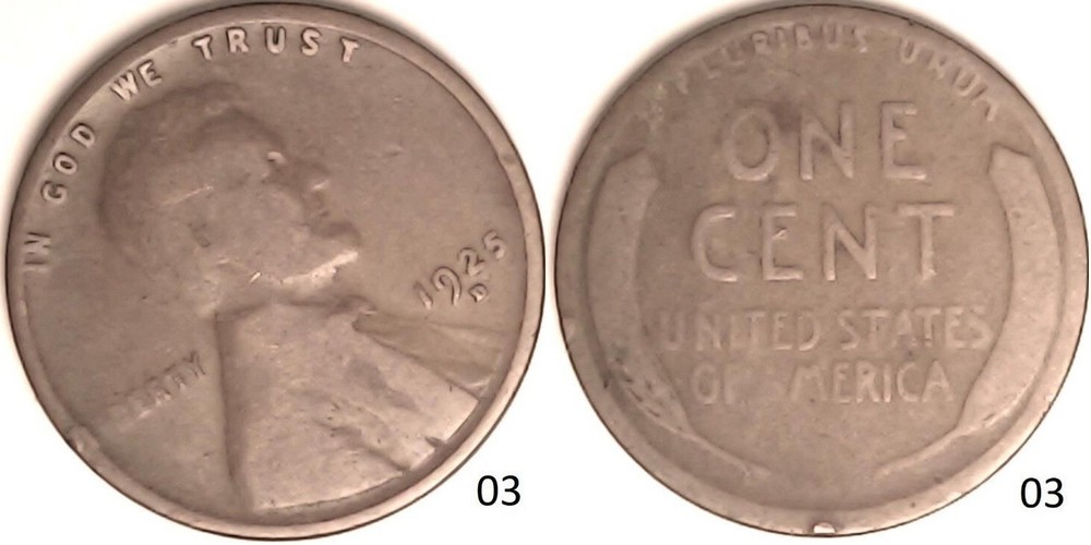 1925 D Lincoln Wheat Cent Rotated Dies - ERROR