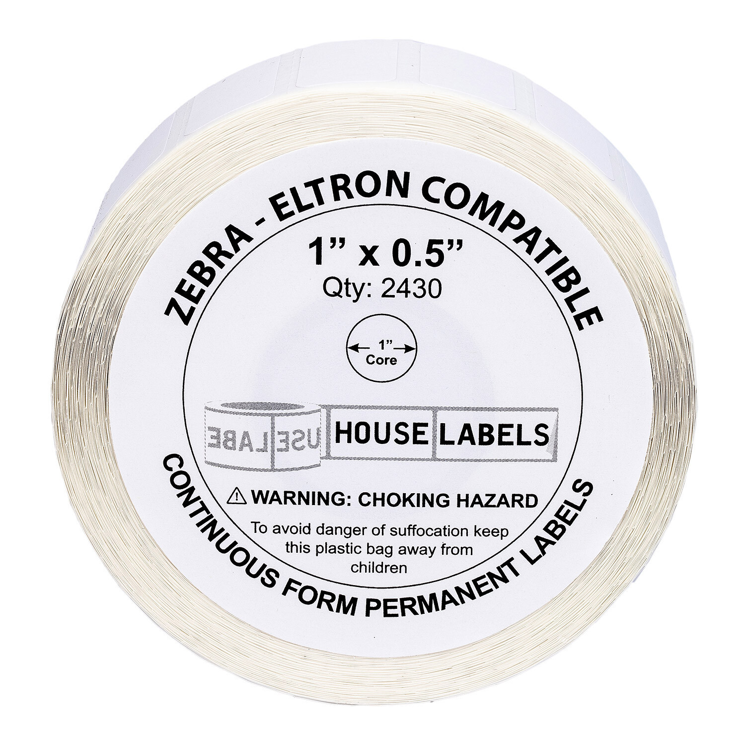 ZEBRA / ELTRON 1x0.5 (1" x 1/2") Direct Thermal Labels - (1) Roll of 2430