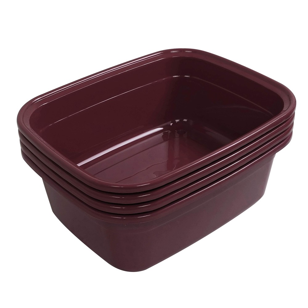 14 Quart Plastic Dish Pan Wine Red 4 Packs