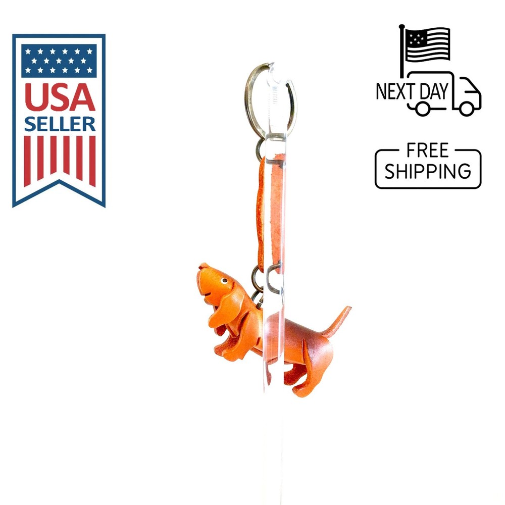 Basset Hound Handmade Leather Keyring