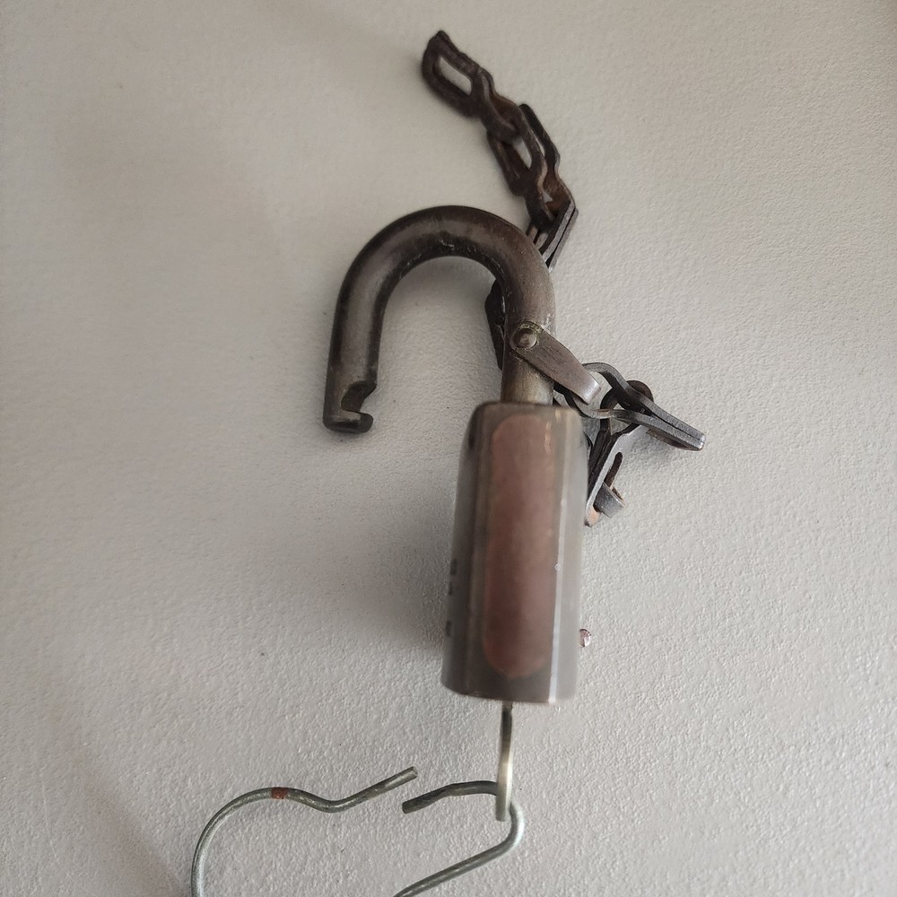 Vintage Corbin Cabinet Lock Padlock with Key and Chain – Solid Brass/Bronze