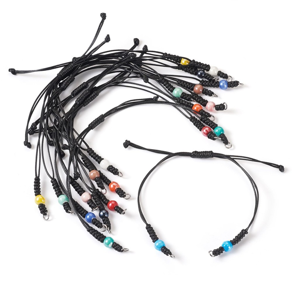 Sparkeads 11 Pcs Adjustable Braided Cords Black Waxed Thread