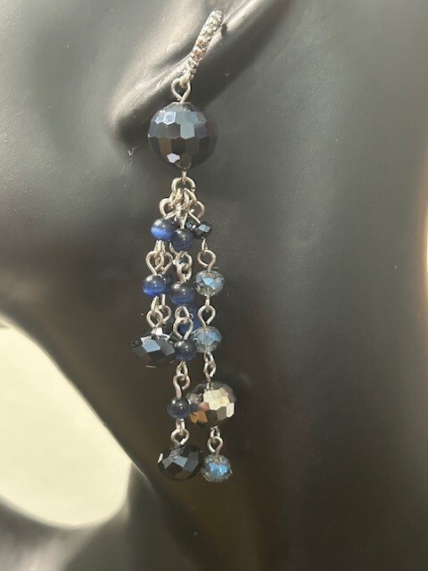 Blue Glass Beaded Earrings