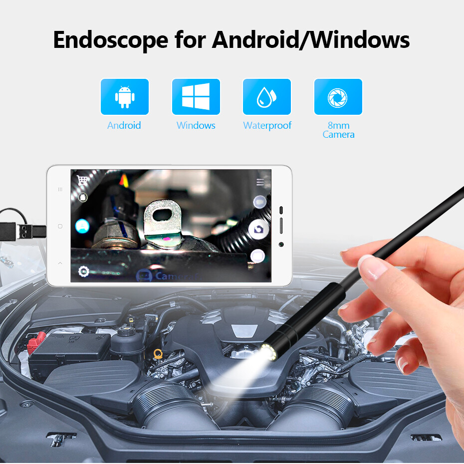 New 6LED USB Snake Endoscope Borescope HD Inspection Camera For Android Type C
