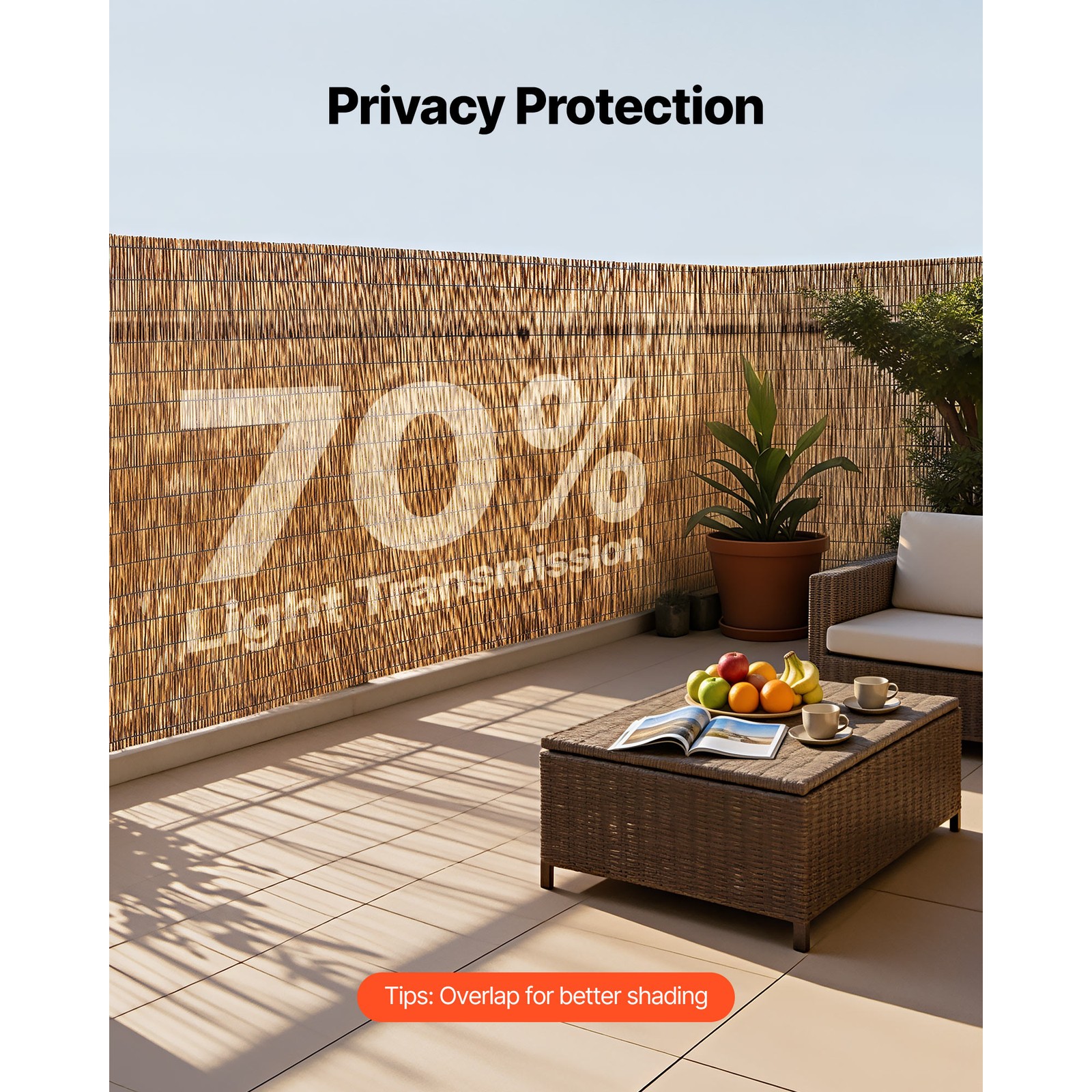 Uimoso Natural Reed Fence Panels 4 ft x 16.4 ft, 3 Pack Privacy Screen Rolls