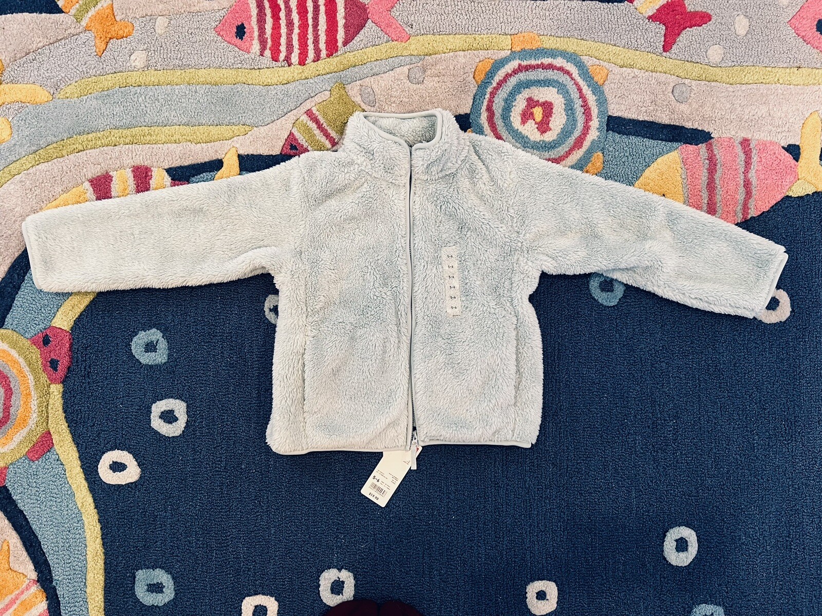 NEW Uniqlo Girls 5-6 Light Blue Fluffy Yarn Original Fleece Full Zip Jacket NWT