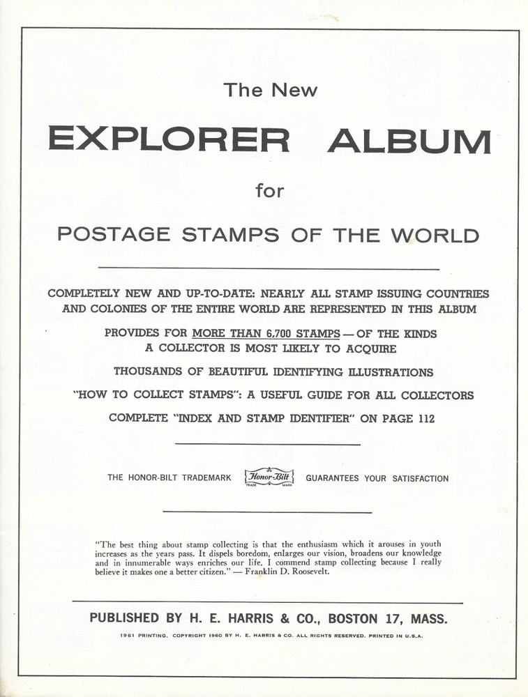1961 WORLDWIDE EXPLORER STAMP ALBUM