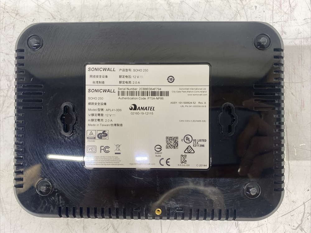 SonicWall SOHO 250 Series Firewall *UNTESTED* *NO POWER SUPPLY*