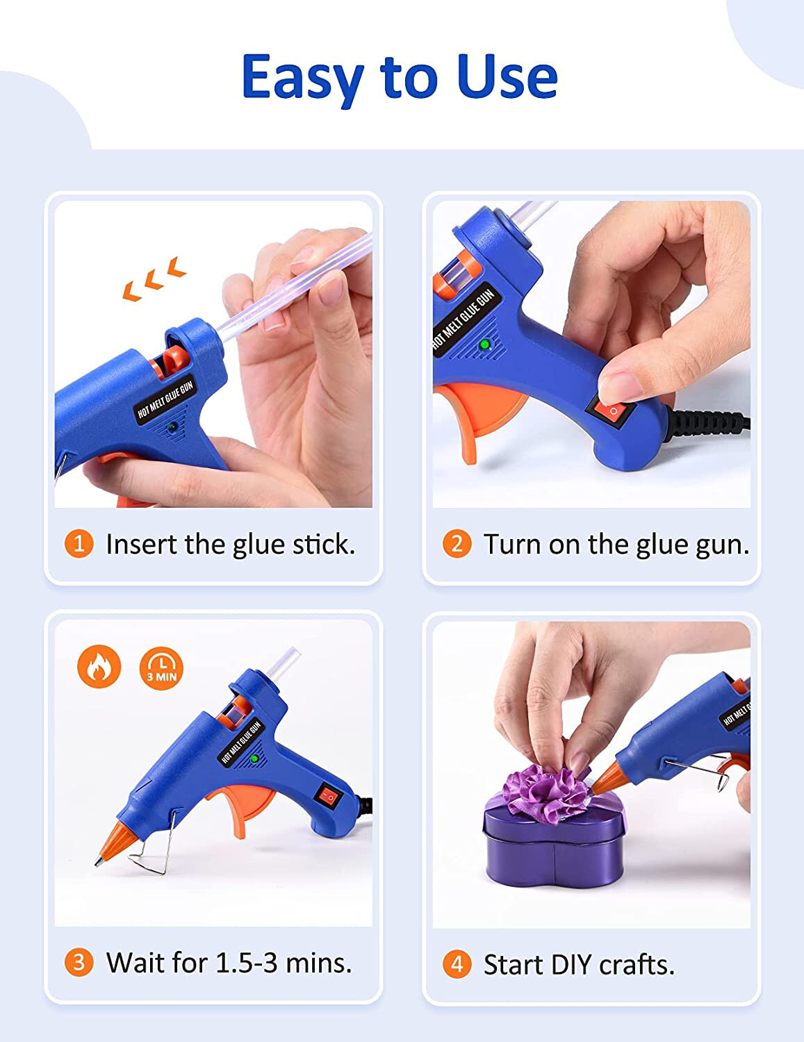 Topelek Mini Hot Glue Gun with 30 Glue Sticks Blue Tear002BDUS